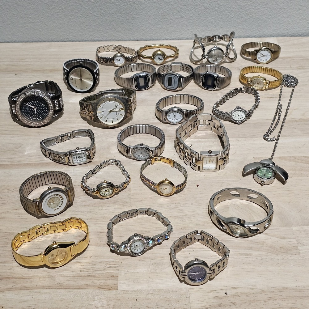 Lot Of 24 Vintage And Fashion Watches Casio, Timex, Innocron, Geoffrey Beene
